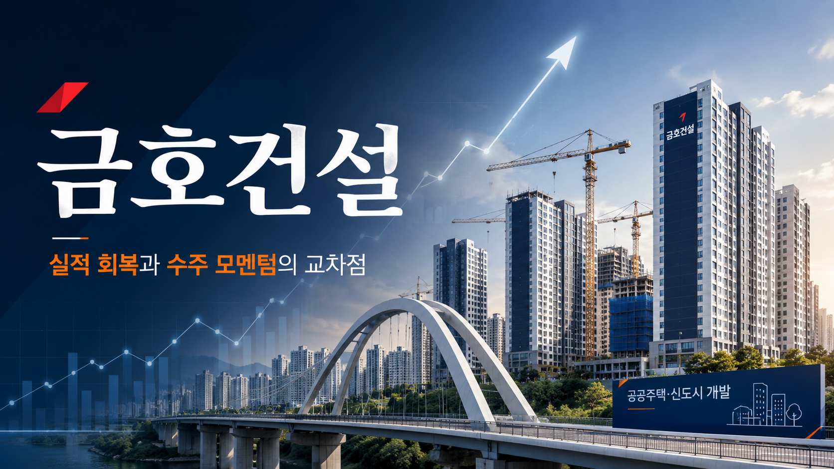 금호건설 실적 회복과 3기 신도시·공공주택 수주 모멘텀을 표현한 건설 현장 이미지